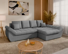 Homesy HOEKBANK ZAYA met slaapfunctie L-vorm, rechts, bank met bedlade, woonkamerbank, couch, sofa, slaapbank - donkergrijs