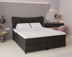 Boxspringbed NEVADA - comfortbed met opbergruimte, tweepersoonsbed, 180x200, stof Otis 19 - zwart