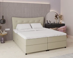 Boxspringbed NEVADA - comfortbed met opbergruimte, tweepersoonsbed, 180x200, stof Kronos 45 - lichtgroen