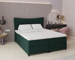 Boxspringbed NEVADA - comfortbed met opbergruimte, tweepersoonsbed, 160x200, stof Fancy 39 - donkergroen