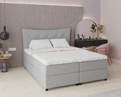 Boxspringbed NEVADA - comfortbed met opbergruimte, tweepersoonsbed, 160x200, stof Fancy 85 - lichtgrijs