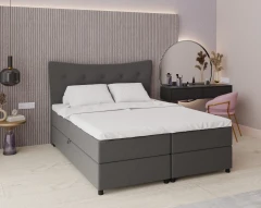 Boxspringbed NEVADA - comfortbed met opbergruimte, tweepersoonsbed, 160x200, stof Faro 4 - grijs