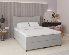 Boxspringbed NEVADA - comfortbed met opbergruimte, tweepersoonsbed, 160x200, stof Faro 16 - grijs