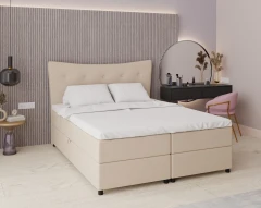 Boxspringbed NEVADA - comfortbed met opbergruimte, tweepersoonsbed, 160x200, stof Faro 19 - beige