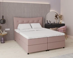 Boxspringbed NEVADA - comfortbed met opbergruimte, tweepersoonsbed, 160x200, stof Kronos 27 - roze
