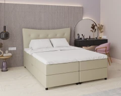Boxspringbed NEVADA - comfortbed met opbergruimte, tweepersoonsbed, 160x200, stof Kronos 45 - lichtgroen