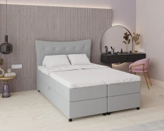 Boxspringbed NEVADA - comfortbed met opbergruimte, tweepersoonsbed, 140x200, stof Fancy 85 - lichtgrijs