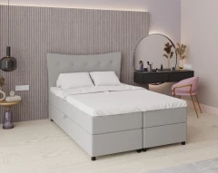 Boxspringbed NEVADA - comfortbed met opbergruimte, tweepersoonsbed, 140x200, stof Faro 16 - grijs