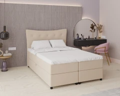 Boxspringbed NEVADA - comfortbed met opbergruimte, tweepersoonsbed, 140x200, stof Faro 19 - beige