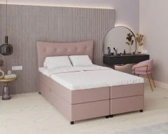 Boxspringbed NEVADA - comfortbed met opbergruimte, tweepersoonsbed, 140x200, stof Kronos 27 - roze