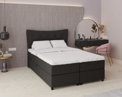 Boxspringbed NEVADA - comfortbed met opbergruimte, tweepersoonsbed, 140x200, stof Otis 19 - zwart