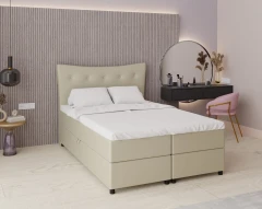 Boxspringbed NEVADA - comfortbed met opbergruimte, tweepersoonsbed, 140x200, stof Kronos 45 - lichtgroen