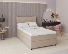 Boxspringbed NEVADA - comfortbed met opbergruimte, eenpersoonsbed, 120x200, stof Fancy 11 - bruin