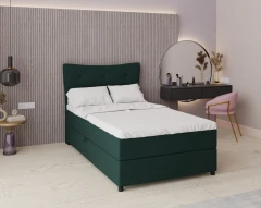 Boxspringbed NEVADA - comfortbed met opbergruimte, eenpersoonsbed, 120x200, stof Fancy 39 - donkergroen