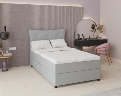 Boxspringbed NEVADA - comfortbed met opbergruimte, eenpersoonsbed, 120x200, stof Fancy 85 - lichtgrijs