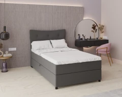 Boxspringbed NEVADA - comfortbed met opbergruimte, eenpersoonsbed, 120x200, stof Faro 4 - grijs