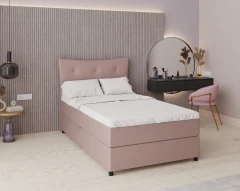 Boxspringbed NEVADA - comfortbed met opbergruimte, eenpersoonsbed, 120x200, stof Kronos 27 - roze