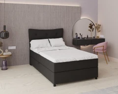 Boxspringbed NEVADA - comfortbed met opbergruimte, eenpersoonsbed, 120x200, stof Otis 19 - Zwart