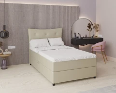 Boxspringbed NEVADA - comfortbed met opbergruimte, eenpersoonsbed, 120x200, stof Kronos 45 - lichtgroen