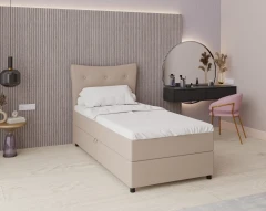 Boxspringbed NEVADA - comfortbed met opbergruimte, eenpersoonsbed, 100x200, stof Fancy 11 - bruin