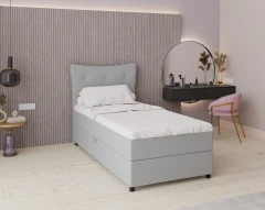 Boxspringbed NEVADA - comfortbed met opbergruimte, eenpersoonsbed, 100x200, stof Fancy 85 - lichtgrijs