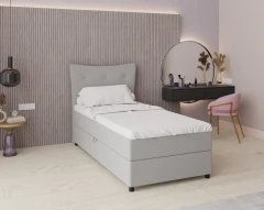 Boxspringbed NEVADA - comfortbed met opbergruimte, eenpersoonsbed, 100x200, stof Faro 16 - grijs