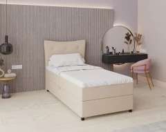 Boxspringbed NEVADA - comfortbed met opbergruimte, eenpersoonsbed, 100x200, stof Faro 19 - beige
