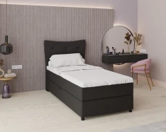 Boxspringbed NEVADA - comfortbed met opbergruimte, eenpersoonsbed, 100x200, stof Otis 19 - zwart
