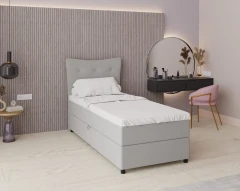 Boxspringbed NEVADA - comfortbed met opbergruimte, eenpersoonsbed, 90x200, stof Faro 16 - Grijs