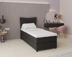 Boxspringbed NEVADA - comfortbed met opbergruimte, eenpersoonsbed, 90x200, stof Otis 19 - Zwart