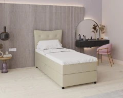 Boxspringbed NEVADA - comfortbed met opbergruimte, eenpersoonsbed, 90x200, stof Kronos 45 - Lichtgroen