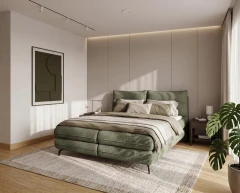 Gestoffeerd bed VERSE - Groen, Artico Moss, 140x200, Topper T30
