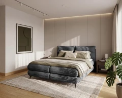 Boxspringbed VERSE - Antraciet, Artico Anthracite, 160x200, Topper VISCO