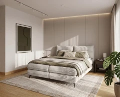 Boxspringbed VERSE - Beige, Artico Nata, 140x200, Topper VISCO