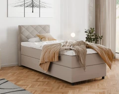 Diamaro 90x200 cm met bedlade en topper - donkerbeige