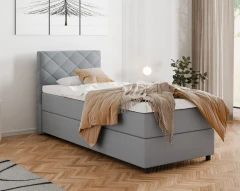 Diamaro 90x200 cm met bedlade en topper - lichtgrijs