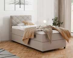 Diamaro 100x200 cm met bedlade en topper - donkerbeige