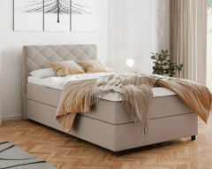 Diamaro 120x200 cm met bedlade en topper - donkerbeige