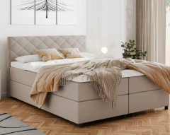 Diamaro 160x200 cm met bedlade en topper - donkerbeige