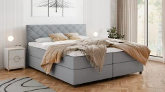 Diamaro 180x200 cm met bedlade en topper - lichtgrijs