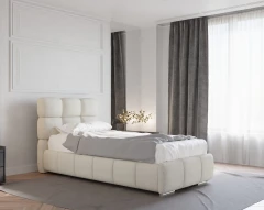 Gestoffeerd bed BLISS 90x200cm met bedlade - Beige (bekleding Raven 22)