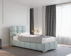 Gestoffeerd bed BLISS 90x200cm met bedlade - Blauw (bekleding Raven 80)