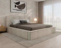 Gestoffeerd bed SANA – modern bed met bedlade 180x200 vanille