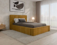 Gestoffeerd bed SANA – modern bed met bedlade 120x200 Mosterdgeel