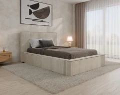 Gestoffeerd bed SANA – modern bed met bedlade 120x200 Vanille