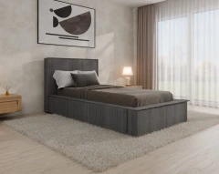 Gestoffeerd bed SANA – modern bed met bedlade 90x200 donkergrijs
