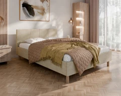 Gestoffeerd bed ALMORE – elegant gestoffeerd bed, beige, Aston 02, 140x200