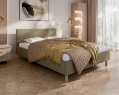 Gestoffeerd bed ALMORE – elegant gestoffeerd bed, bruin, Aston 07, 140x200