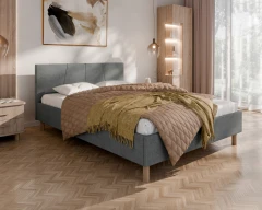 Gestoffeerd bed ALMORE – elegant gestoffeerd bed, grijs, Aston 13, 140x200
