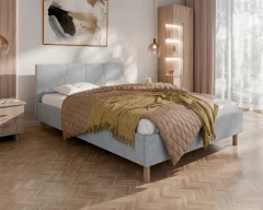 Gestoffeerd bed ALMORE – elegant gestoffeerd bed, grijs, Aston 16, 140x200